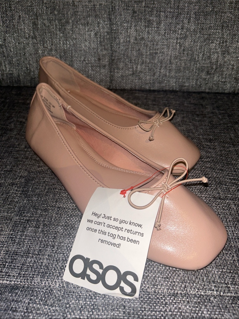 ASOS | Blush Pink Ballet Flats with Bow Accent Sz 7 NWT